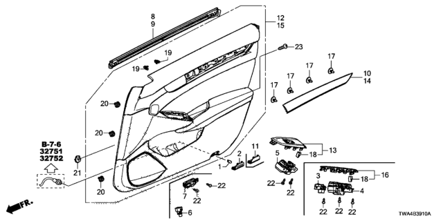 2018 Honda Accord Hybrid  Lining, L. FR. Door Assy. (Lower) *NH906L* (THREAD CHARCOAL) Diagram for 83553TVAA03ZA