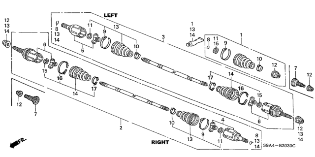 2005 Honda CR-V  Band, Outboard Shaft Boot Diagram for 44318SCAE31