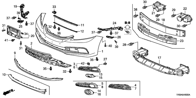 2013 Honda Civic Garnish, L. FR. Foglight Diagram for 71107TR3A51