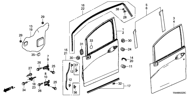 2017 Honda Fit  Checker, Left Front Door Diagram for 72380T5A003