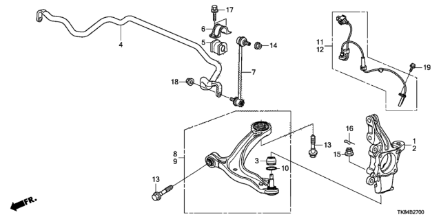 2011 Honda Odyssey Link Assembly, Front Stabilizer Diagram for 51320SHJA02