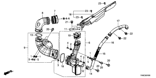 2015 Honda Civic  Rubber, Air Cleaner Mounting Diagram for 17212PLC000