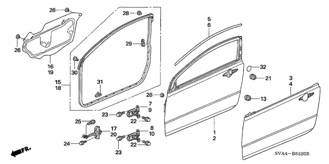 2009 Honda Civic  Seal, L. FR. Door Hole Diagram for 72361SVAA01