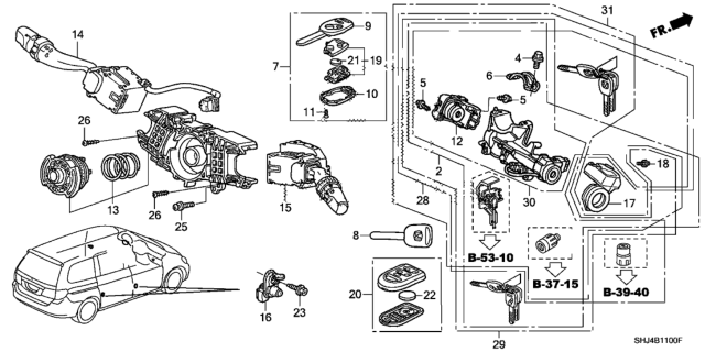 2006 Honda Odyssey  Switch Assembly, Wiper Diagram for 35256SHJA01