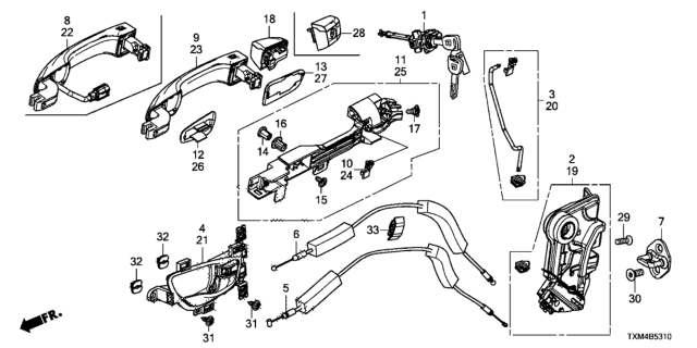 2019 Honda Insight ROD SET R, FR. Diagram for 72113TXM305