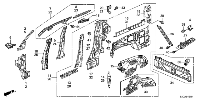 2014 Honda Ridgeline  Stiffener Set, R. Quarter Pillar Diagram for 64311SJC305ZZ