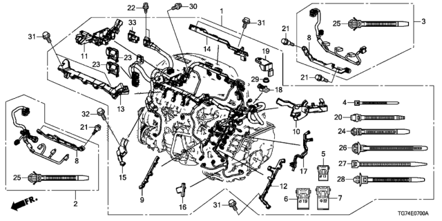 2019 Honda Pilot  Harn Holder, Acg Diagram for 321345G0A00