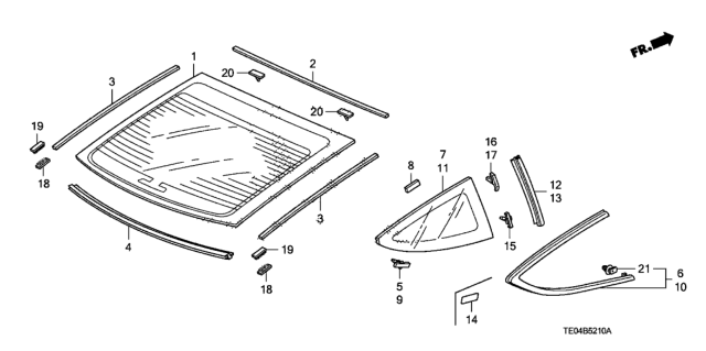2008 Honda Accord Clip A, L. Quarter Window (Natural) Diagram for 91505SR3003