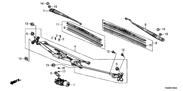 2012 Honda Civic  Arm, Windshield Wiper (Driver Side) Diagram for 76600TS8A01