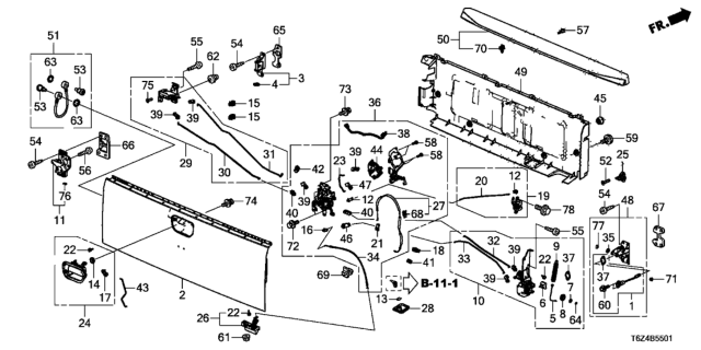 2020 Honda Ridgeline  E-Ring (6MM) Diagram for 9454006017