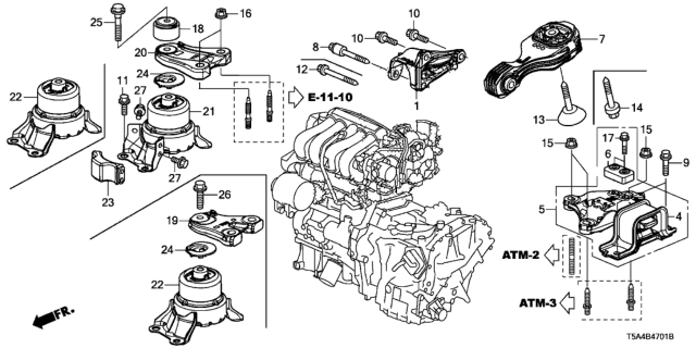 2017 Honda Fit  Weight, Transmission Mounting Diagram for 50852T5RA01