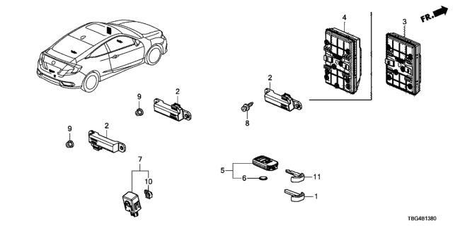 2016 Honda Civic Module Unit, Body Co Diagram for 38809TBHA41