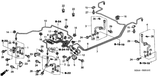 2003 Honda S2000  Clip, Brake Pipe Diagram for 46396SL0003