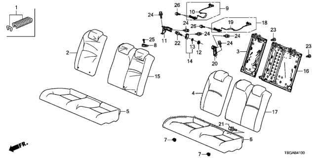 2020 Honda Civic Pad, Right Rear Seat-Back Diagram for 82127TBGA41