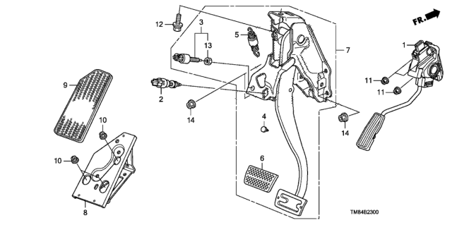 2013 Honda Insight  Cover, Pedal Diagram for 46545S1F981
