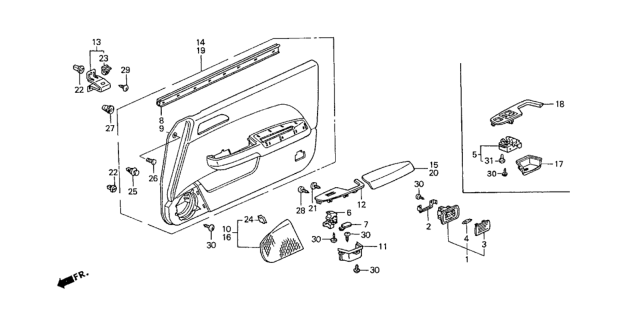 1997 Honda Prelude Clip, Door Lining (Natural) Diagram for 91560SZ3003