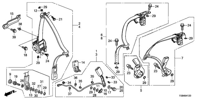 2014 Honda Civic  Bolt (7/16"X29.2) Diagram for 90142TR3A21