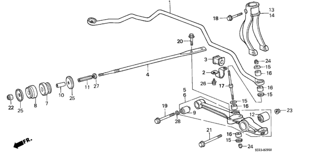 1986 Honda Accord  Bolt, FR. Stabilizer Diagram for 90112SE0000