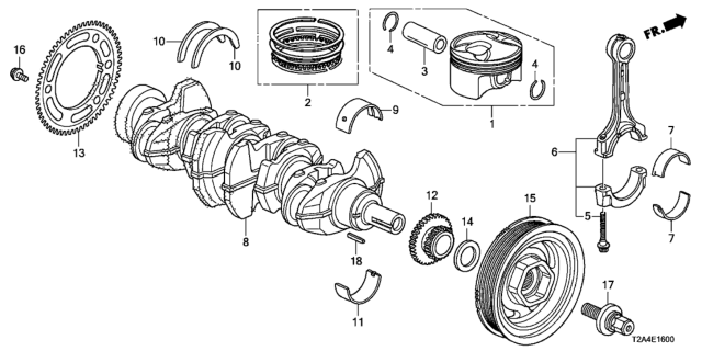2014 Honda Accord  Bolt, Connecting Rod Diagram for 13204RBB004