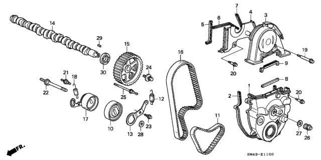 1990 Honda Accord Spring, Belt Adjuster Diagram for 13407P0A000