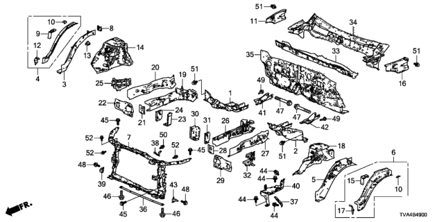 2021 Honda Accord  Plate, Bulkhead Frame (Upper) Diagram for 74171TVAA00