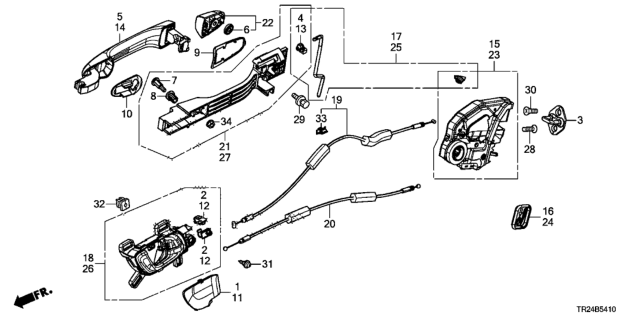 2012 Honda Civic Handle Assembly, Right Rear Inside (Warm Gray) Diagram for 72620TR0A11ZB