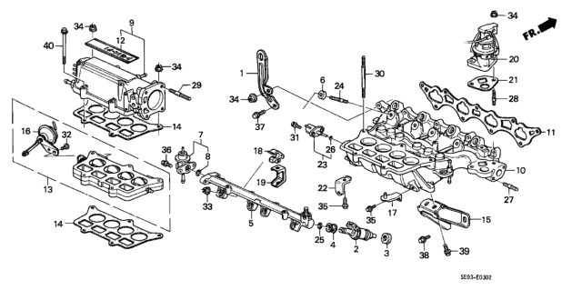 1989 Honda Accord  Seal Ring, Injector Diagram for 16472P10A01