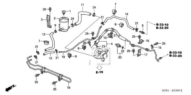 2003 Honda Odyssey  Hose, Oil Cooler Diagram for 53732S0XA01