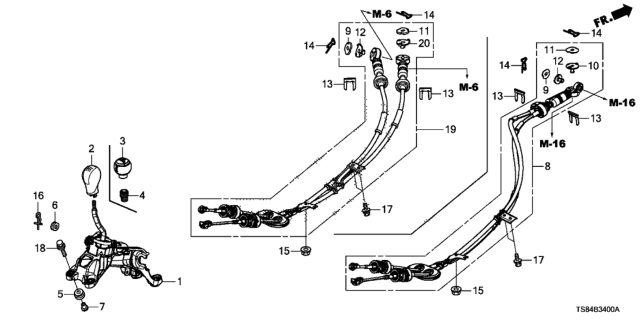2014 Honda Civic  Bush, Shift Diagram for 54323TR4A01