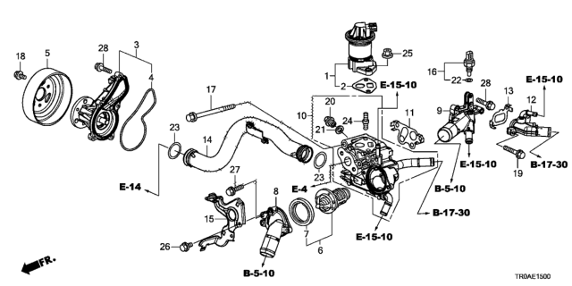 2013 Honda Civic Cover, Thermostat Diagram for 19311R1AA00