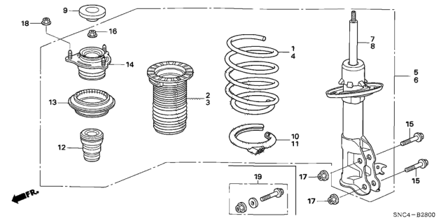 2011 Honda Civic Shock Absorber Unit, Right Front Diagram for 51605SNCA02