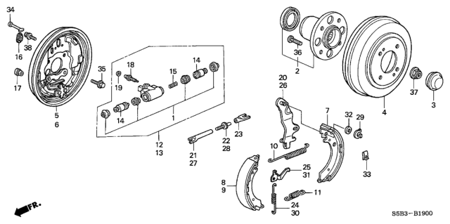 2005 Honda Civic  Spring B, Brake Diagram for 43172SM4A02