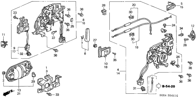 2000 Honda Odyssey  Actuator Assembly, Driver Side Slide Door Lock Diagram for 72663S0XA01