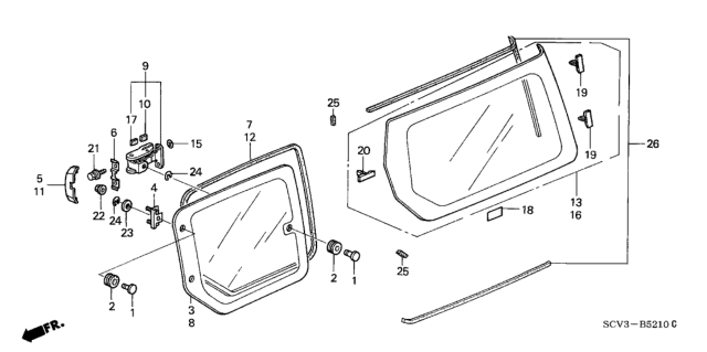 2005 Honda Element  Pin, Quarter Lock Diagram for 73141SCV000