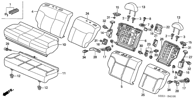2003 Honda Civic Striker, RR. Seat Diagram for 82225S5S003
