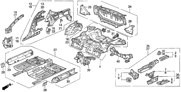1995 Honda Del Sol Pillar, L. Center (Inner) Diagram for 64710SR2A00ZZ