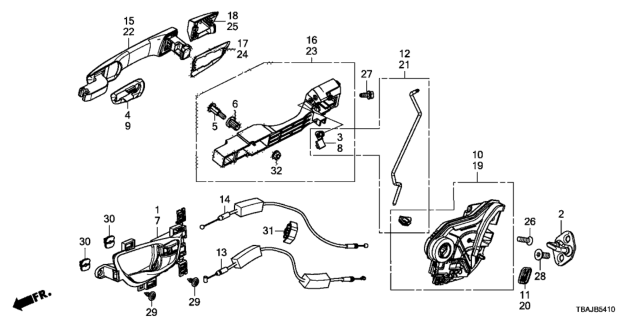 2019 Honda Civic  Handle Assembly, Passenger Side Inside (Apex Silver) Diagram for 72120TEGA11ZA