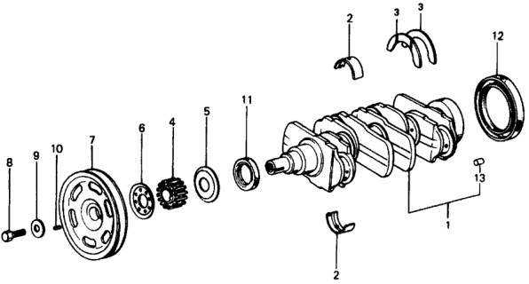 1975 Honda Civic  Crankshaft Diagram for 13310657000