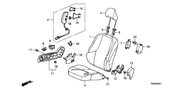 2012 Honda Fit  Cover Set, Passenger Side Trim (Side Airbag) (Opds Sensor) B Diagram for 04811TK6A50ZA