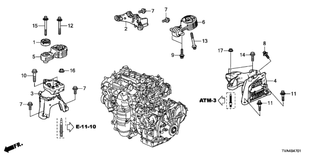 2020 Honda Accord  Rubber Assembly, Transmission Mounting Diagram for 50850TVAA12