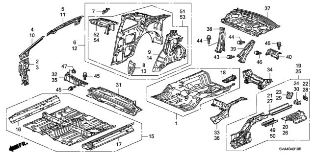 2006 Honda Civic  Crossmember, Middle Floor Diagram for 65700SVBA00ZZ