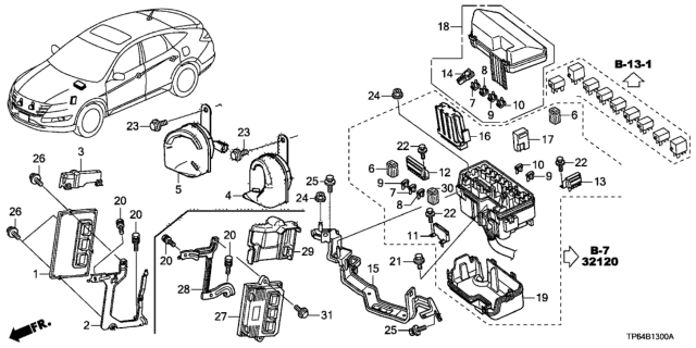 2013 Honda Crosstour Bracket, Engine Control Module Diagram for 37821R53A00