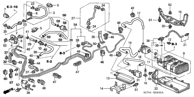 2003 Honda Element  Clamp C, Fuel Pipe Diagram for 91596SDAA01