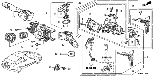 2006 Honda Civic  CYLINDER SET, KEY Diagram for 06351SNAA10