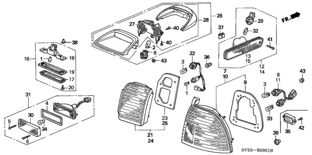 1997 Honda Accord Lamp, Driver Side Diagram for 33656SV4A01