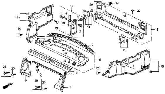1990 Honda Accord  Cover Assy., R. Gusset *NH89L* (PALMY GRAY) Diagram for 84514SM2A01ZB