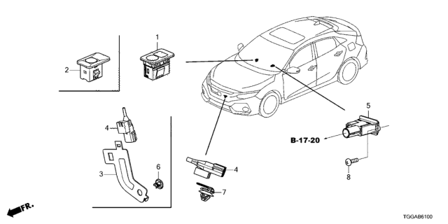 2021 Honda Civic  Bracket, Ambient Sensor Diagram for 80521TY2A00
