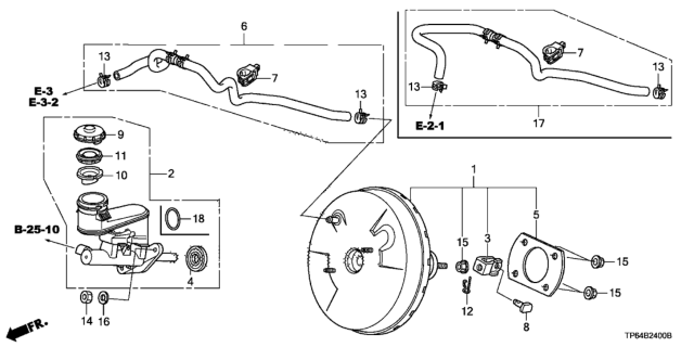 2012 Honda Crosstour Master Cylinder A Diagram for 46100TK4A01