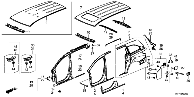 2018 Honda Odyssey Stay, R. Fender (Lower) Diagram for 63127THRA00ZZ