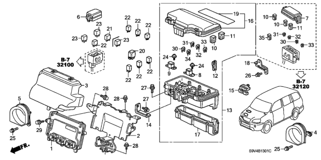 2007 Honda Pilot  Grommet, Relay Box Diagram for 38252S3MA01